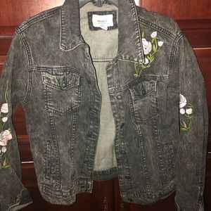 Black acid wash jean jacket